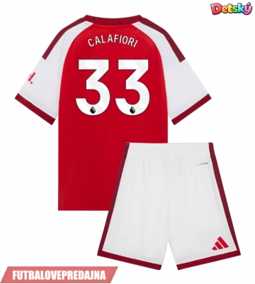 Lacne Dětský Futbalové dres Arsenal Riccardo Calafiori #33 2026-27 Krátky Rukáv - Domáci (+ trenírky)